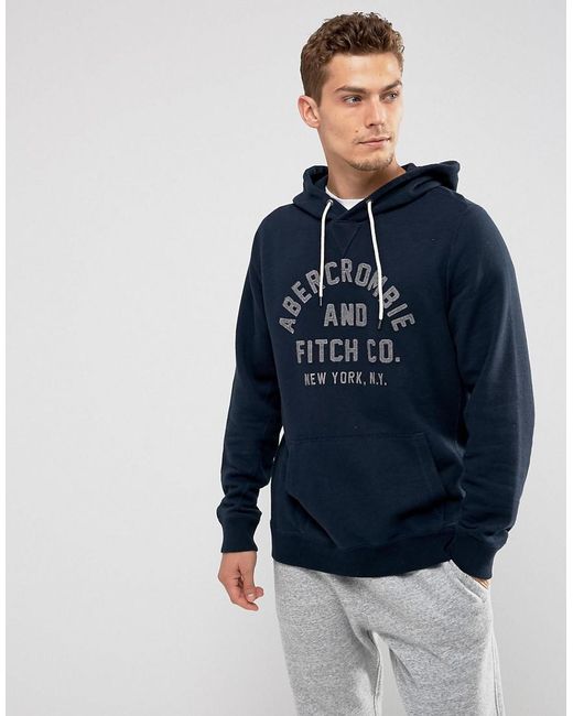 Abercrombie & Fitch Blue Logo Hoodie In Navy for men