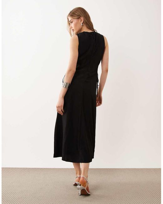 Mango White Sleeveless Cut Out Waist Maxi Dress