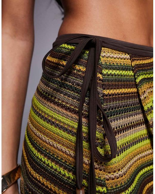 ASOS Green Kenny Crochet Beach Mini Wrap Skirt