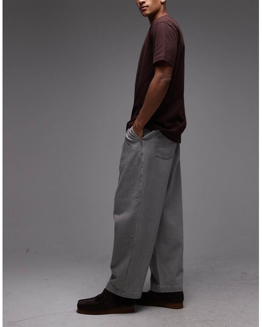 ASOS Gray Oversized Tapered Jeans for men