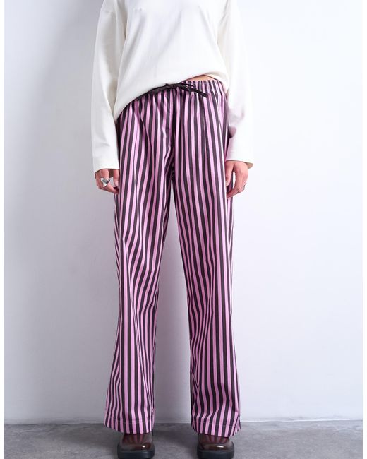TOPSHOP Purple – gerade geschnittene hose aus popeline mit streifen
