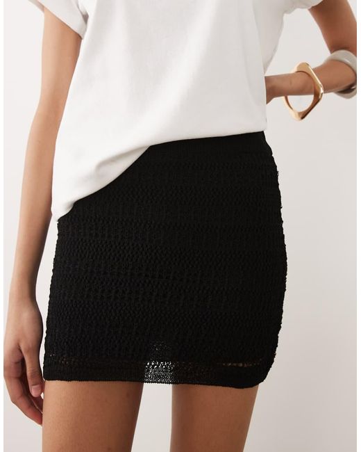 Mango White Teen Knitted Mini Skirt