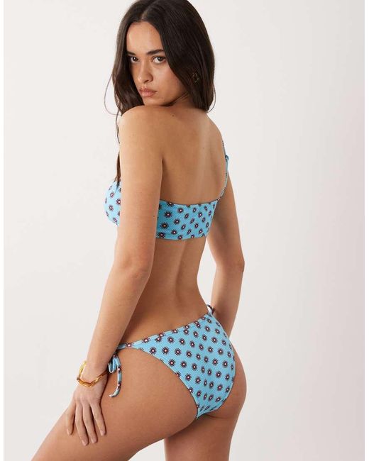 Mango Blue Teen Crinkle One Shoulder Bikini Set