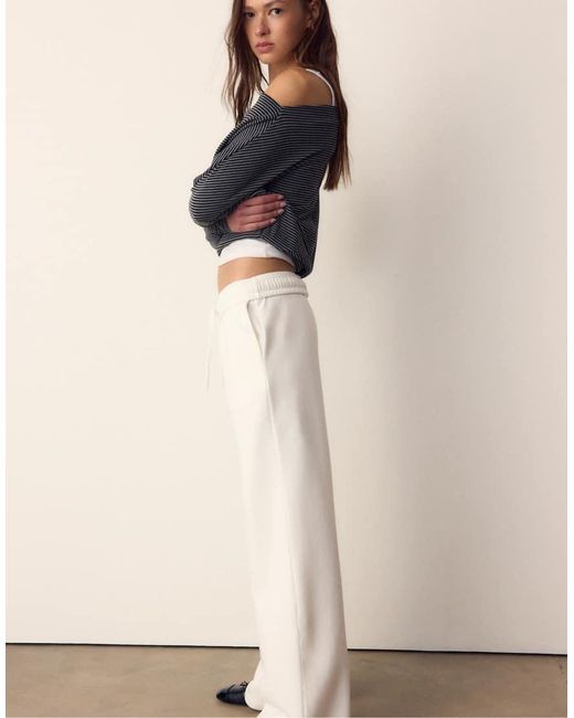 Stradivarius Natural Wide-Leg Jogger Trousers