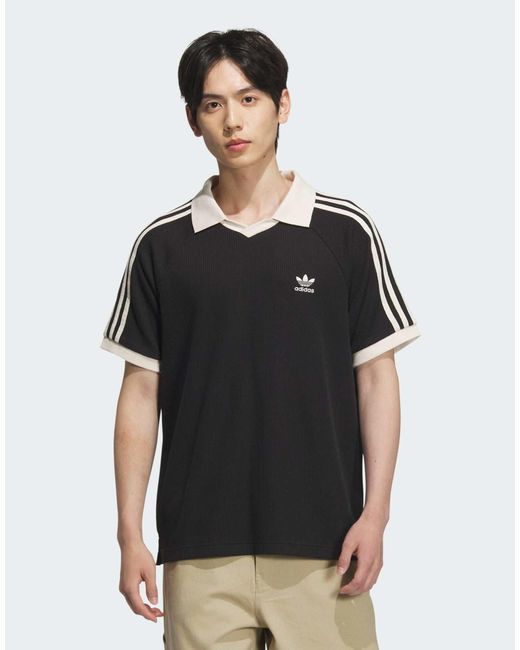 Polo gaufré à manches courtes Adidas Originals pour homme en coloris Black