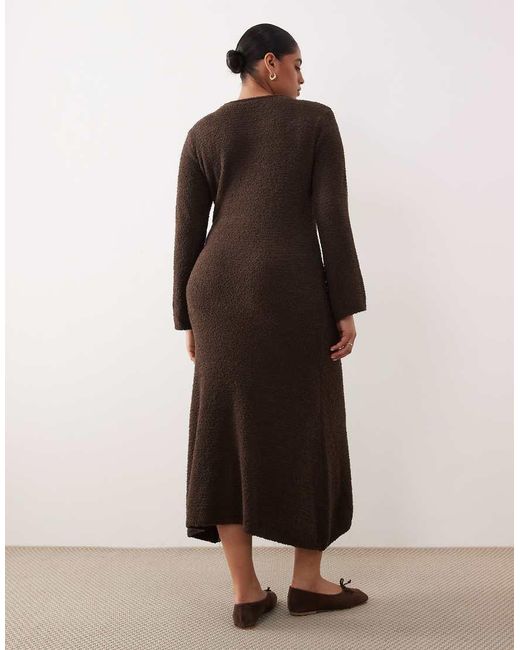 Vila Curve Brown Super Soft Fluffy Maxi Jumper Dress