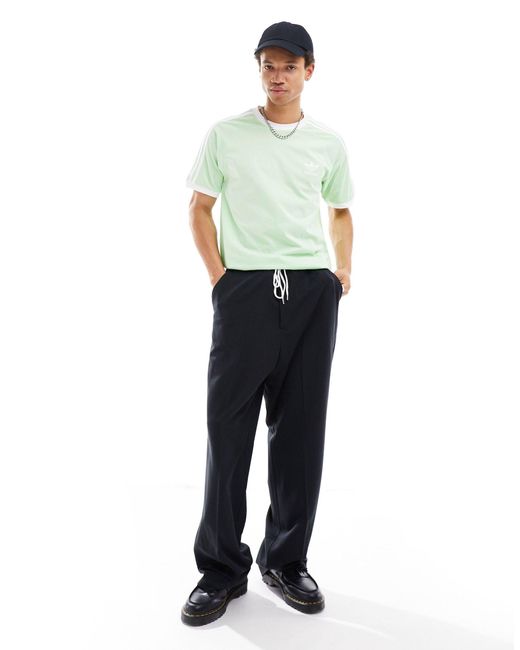 T-shirt pastello con 3 strisce di Adidas Originals in Green da Uomo