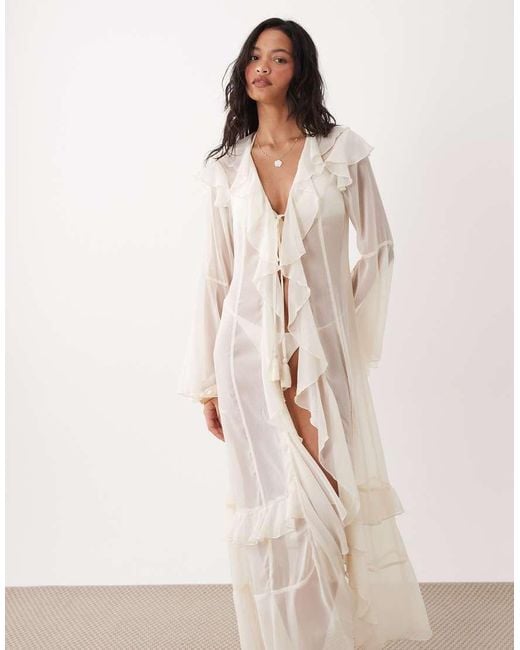 Miss Selfridge Natural Beach Maxi Cover Up