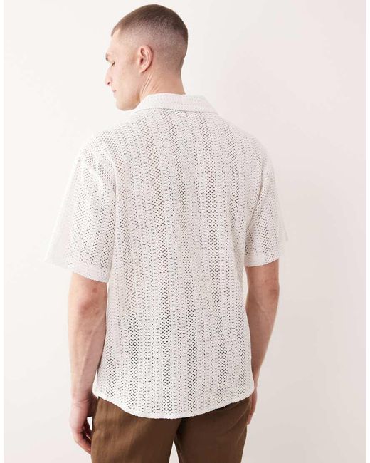 Only & Sons White Crochet Shirt for men