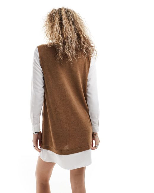 Jdy 2 In 1 Shirt Jumper Dress In Brown