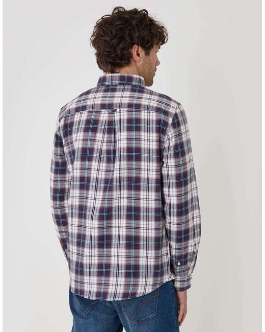 Threadbare Blue Brushed Cotton Flannel Shirt for men