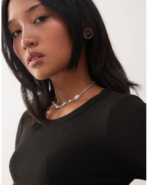 Noisy May White Long Sleeve Knit Skater Dress