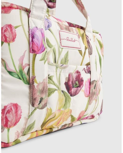 River Island White Floral Print Holdall Bag