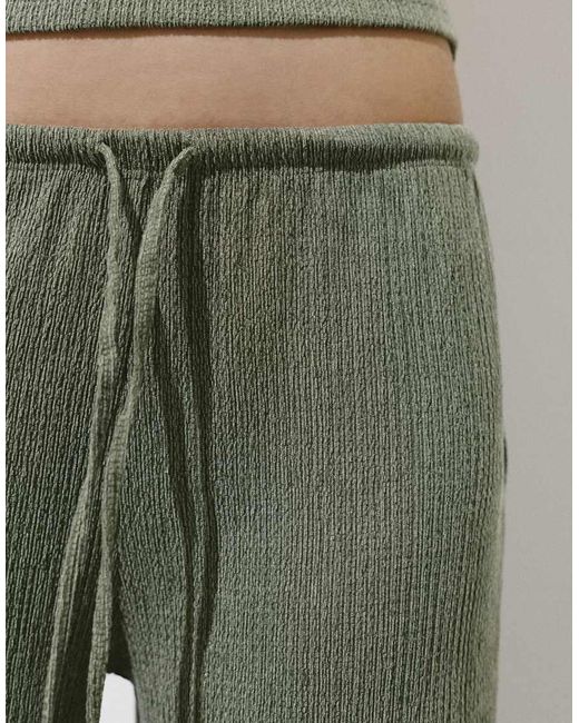 Pull&Bear Green Wide-leg Crepe Trousers