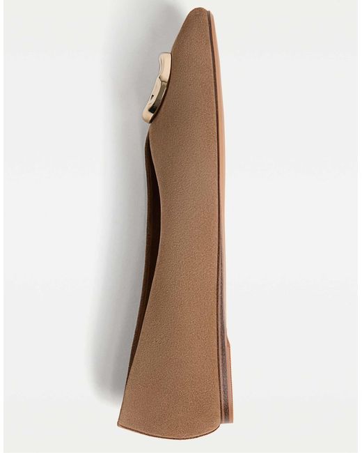 Ballerines en cuir velours avec détail métallique - beige Stradivarius en coloris Natural