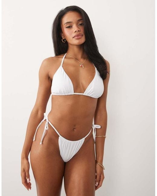 Threadbare Brown Tie Side Triangle Bikini Set