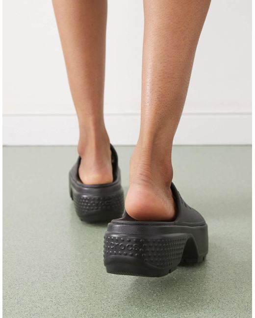 CROCSTM Black Stomp Stacked Sliders
