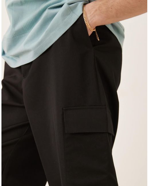 Pantalon cargo élégant large à taille élastique ASOS pour homme en coloris Blue