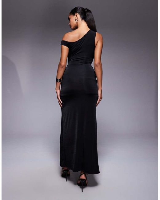 Vestito Monospalla Con Gonna Al Polpaccio E Spacco Sulla Coscia di TFNC London in Blue