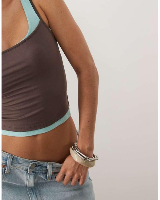 Motel Brown Oslyn Double Layer Square Neck Top