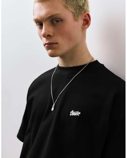 Pull&Bear Oversized Recht T-Shirt Met Stwd-Logo in het Gray voor heren