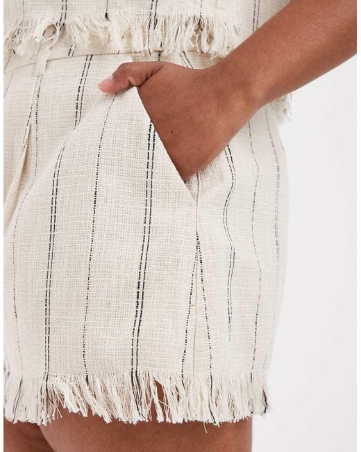 ASOS White Curve Tailored Fringe Hem Shorts