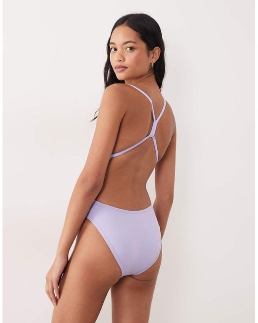 Speedo Purple Solid V-Back 2.0 Swimsuit