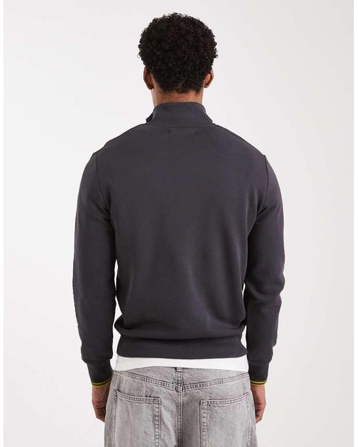 Fred Perry Gray Tipped Half Zip Sweatshirt for men
