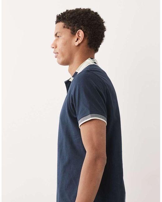Barbour Blue Callington Short Sleeve Tailored Fit Polo Shirt With Tartan Collar for men