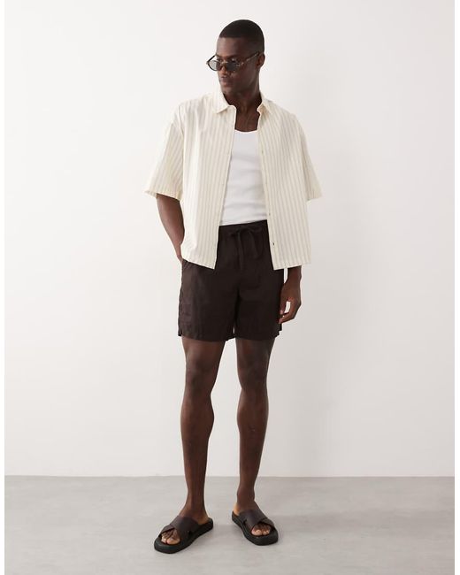ASOS Natural Boxy Oversized Stripe Shirt for men