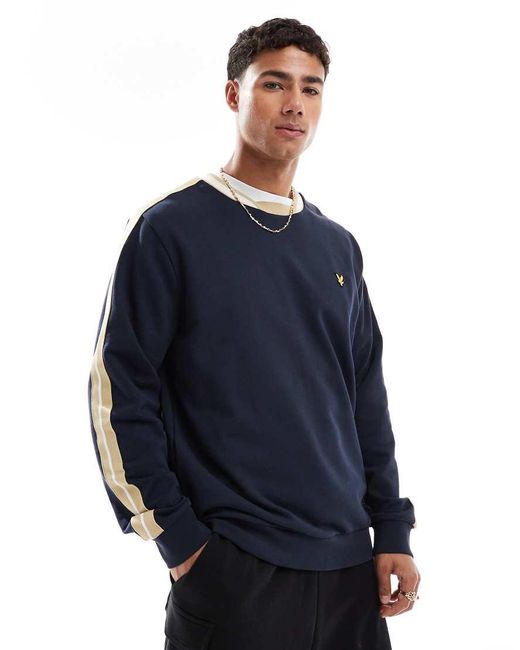 Lyle & Scott Blue Mid Layers Contrast Taped Sweatshirt for men