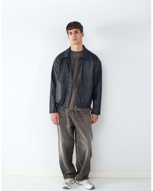 Balmohk Blue Leather Jacket for men
