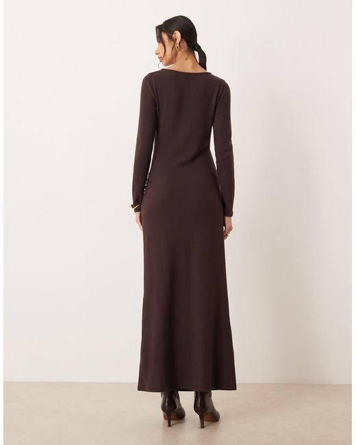 ASOS Natural Super Soft Slashed Neck Ruched Maxi Dress