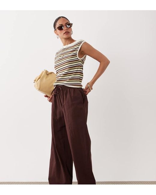 Miss Selfridge White Linen Blend Wide Leg Trouser