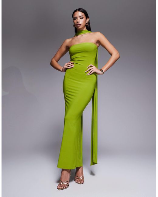 ASOS Women's Green Mesh Maxi Dress With Scarf Detail - www.armafbd.com
