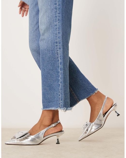 Asos design - secret - chaussures larges avec nœud à petit talon et bride arrière Asos Design Wide Fit en coloris White
