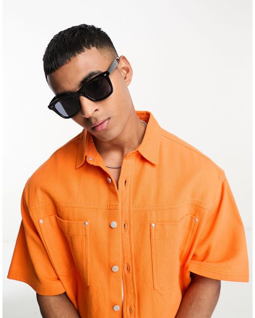 ASOS Orange Retro Square Sunglasses for men