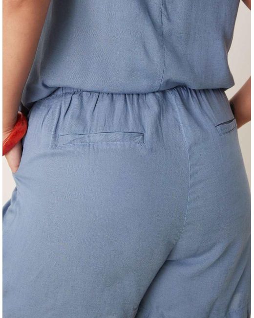 Vila Curve Blue High Waisted Full Short Co-ord