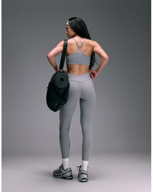 4505 Gray Seamless Baby Rib Wrap Back High Waist Gym leggings