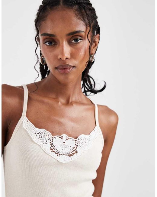 Hollister White Lace V Neck Front Cami