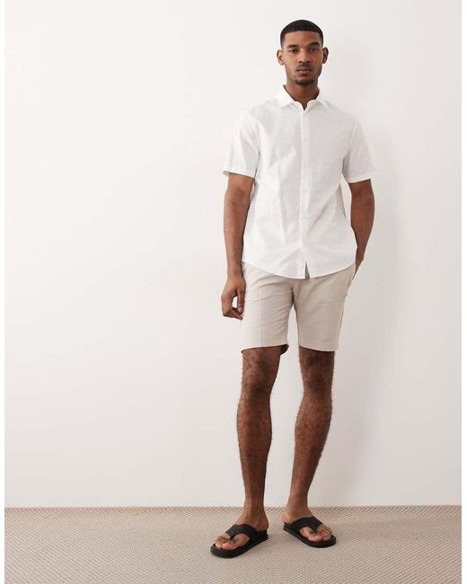 ASOS Natural Tailored Linen Rich Slim Shorts for men