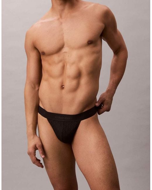 Calvin Klein Brown Microfibre Lace Thong for men