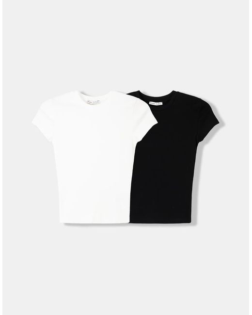 Bershka Black 2-Pack Of Short Sleeve Round Neck T-Shirts
