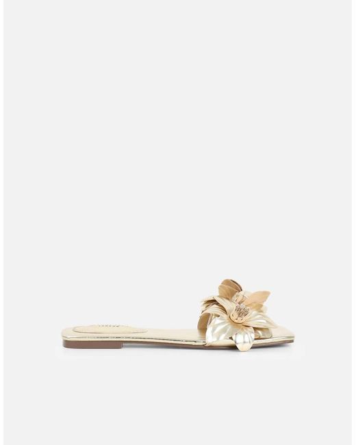 SIMMI Brown Gilly Flower Detail Flat Sandals