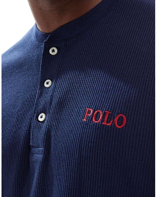 Polo Ralph Lauren Blue Waffle Lounge Long Sleeve T-shirt for men