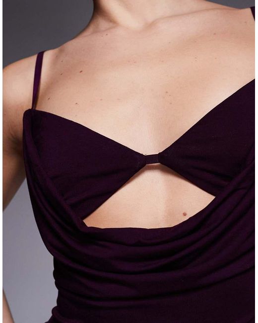 Edikted Purple Layered Bra Cowl Neck Mini Dress