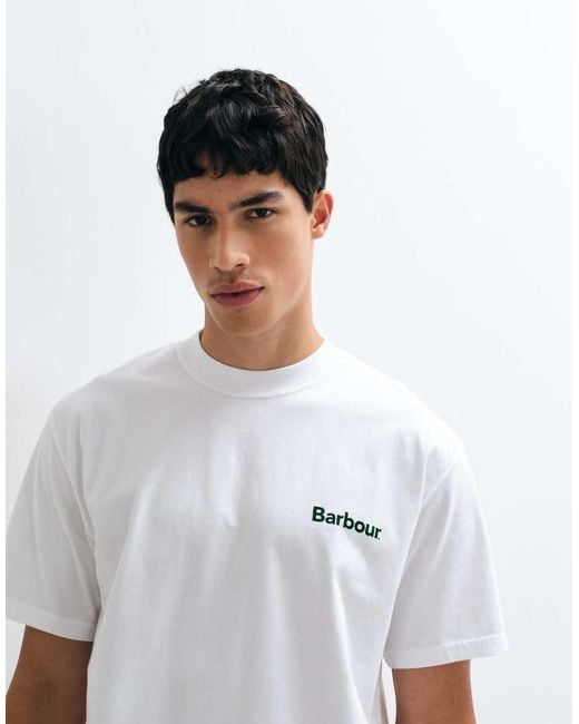 Barbour Blue Bowery Short Sleeve Oversized Graphic Logo T-shirt With Back Print for men