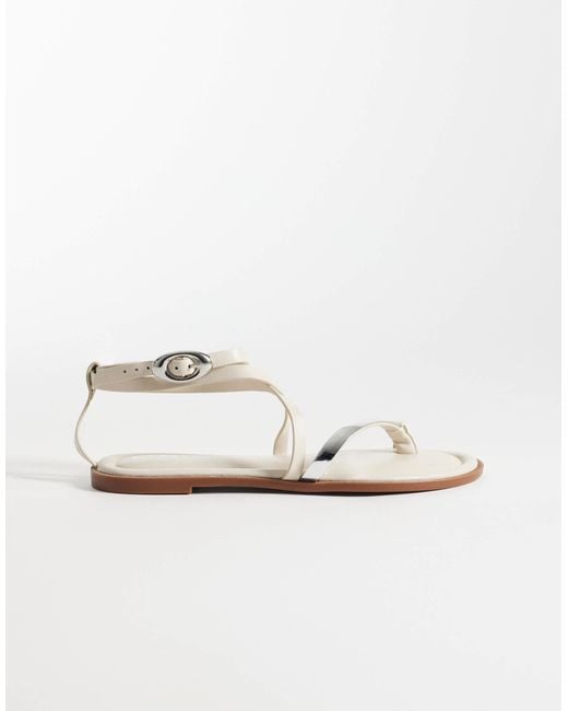 ASOS White Florence Toe Loop Strappy Sandals