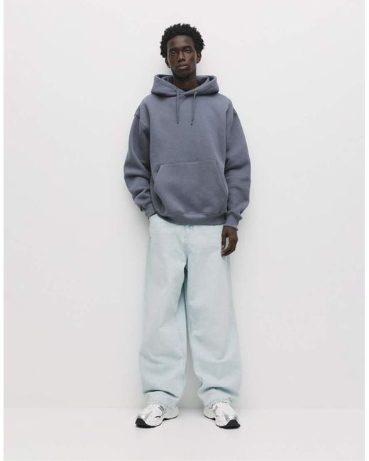 Pull&Bear Blue Basic Hoodie for men