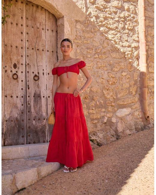The Frolic Exclusive Broderie Tiered Maxi Skirt Co-Ord